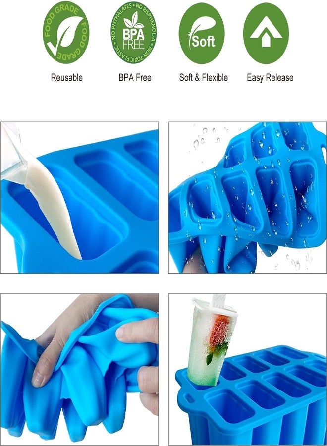 Midnadiy Silicone Popsicle Molds with Sticks, Easy Release Popsicle Maker Mold Set, BPA Free Ice Pop Mold, 10-Cavity Homemade Ice Cream Mold for Kids, Toddlers, Adults - Image 4